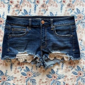 American Eagle jean shorts w/ lace